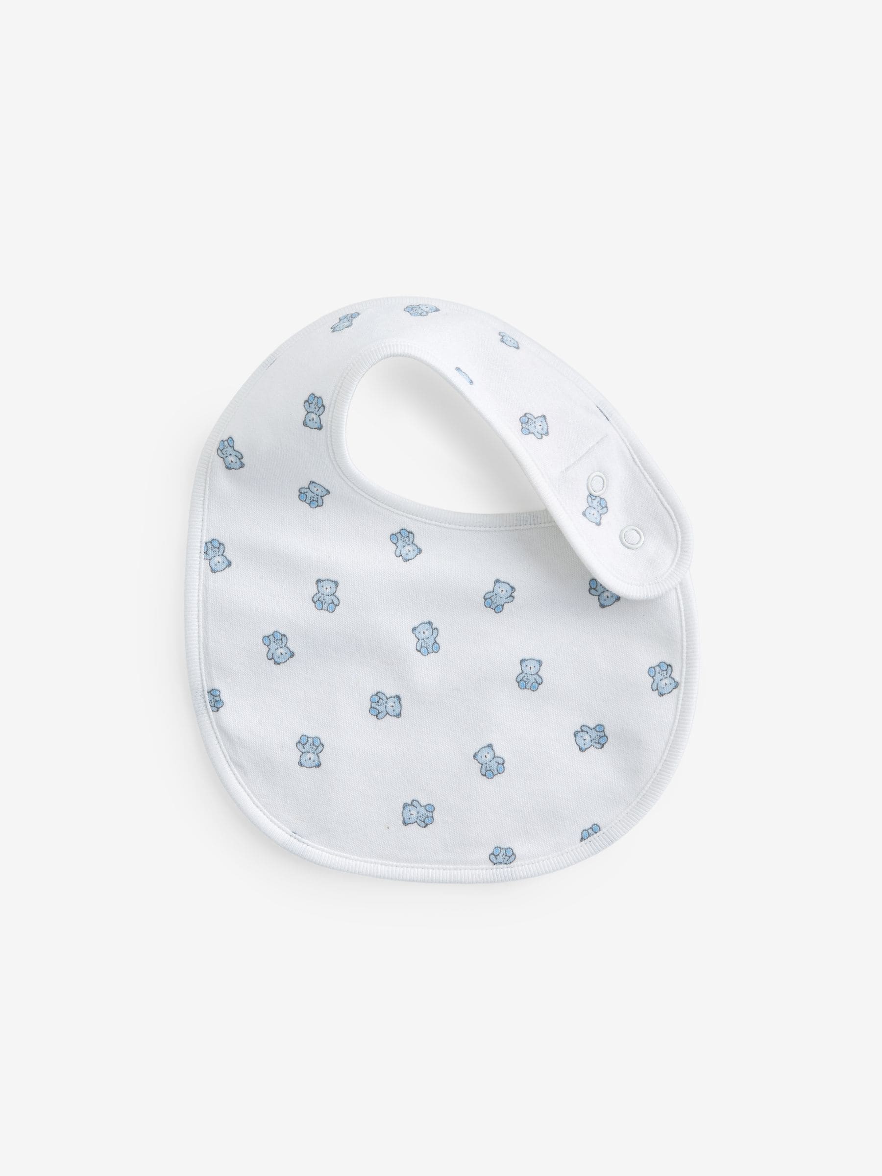 Blauw/wit met berenprint - Verpakking van 3 babyslabbetjes van 100% katoen