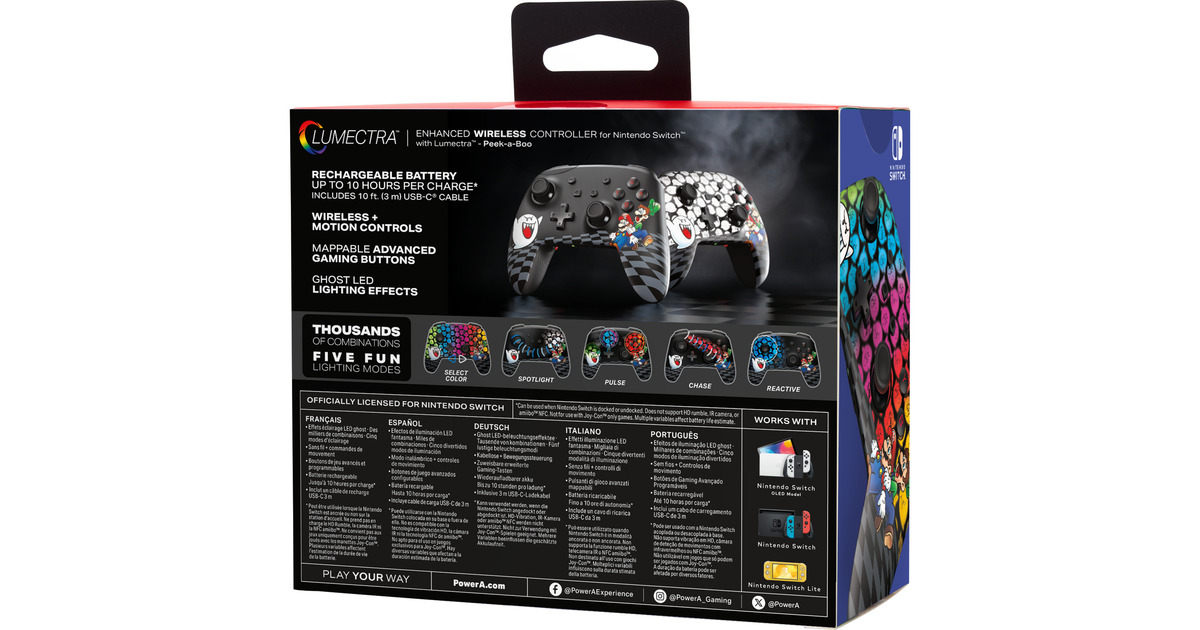 PowerAEnhanced Wireless Controller for Nintendo Switch with Lumectra - Mario Peek-A-Boo  (Zwart/wit)