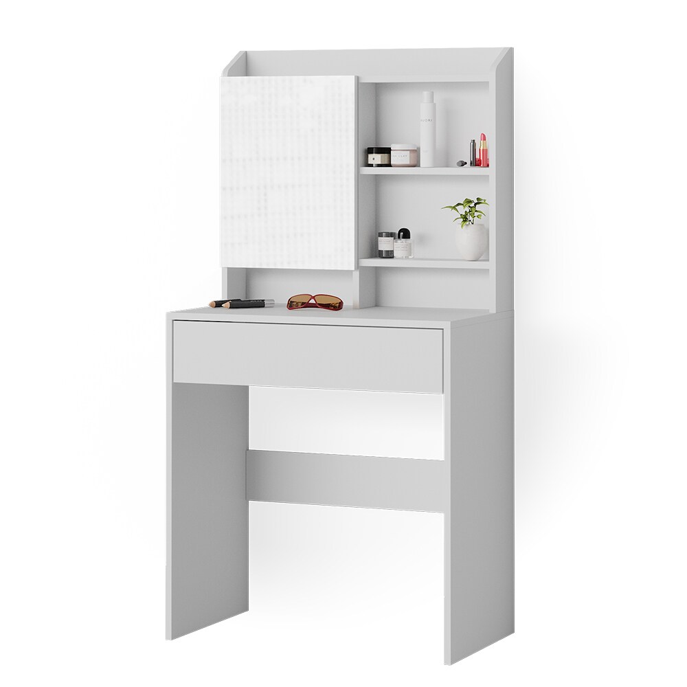 Vicco Schminktisch Frisiertisch Frisierkommode Laura Weiß 70x136 cm Spiegelschrank modern Schlafzimmer Kommode Schminkspiegel Schrank Schublade Kosmetiktisch Make-Up-Tisch