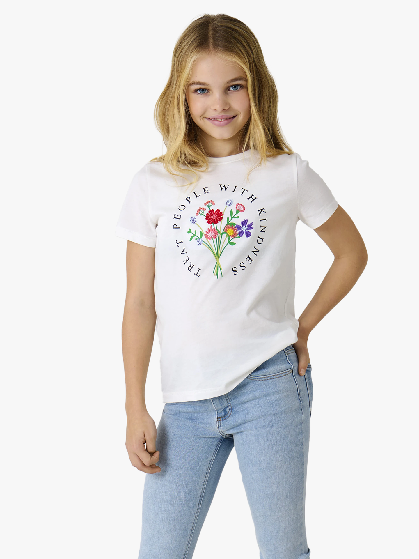 Emma Life Reg Short Sleeve Flower Top Box Junior