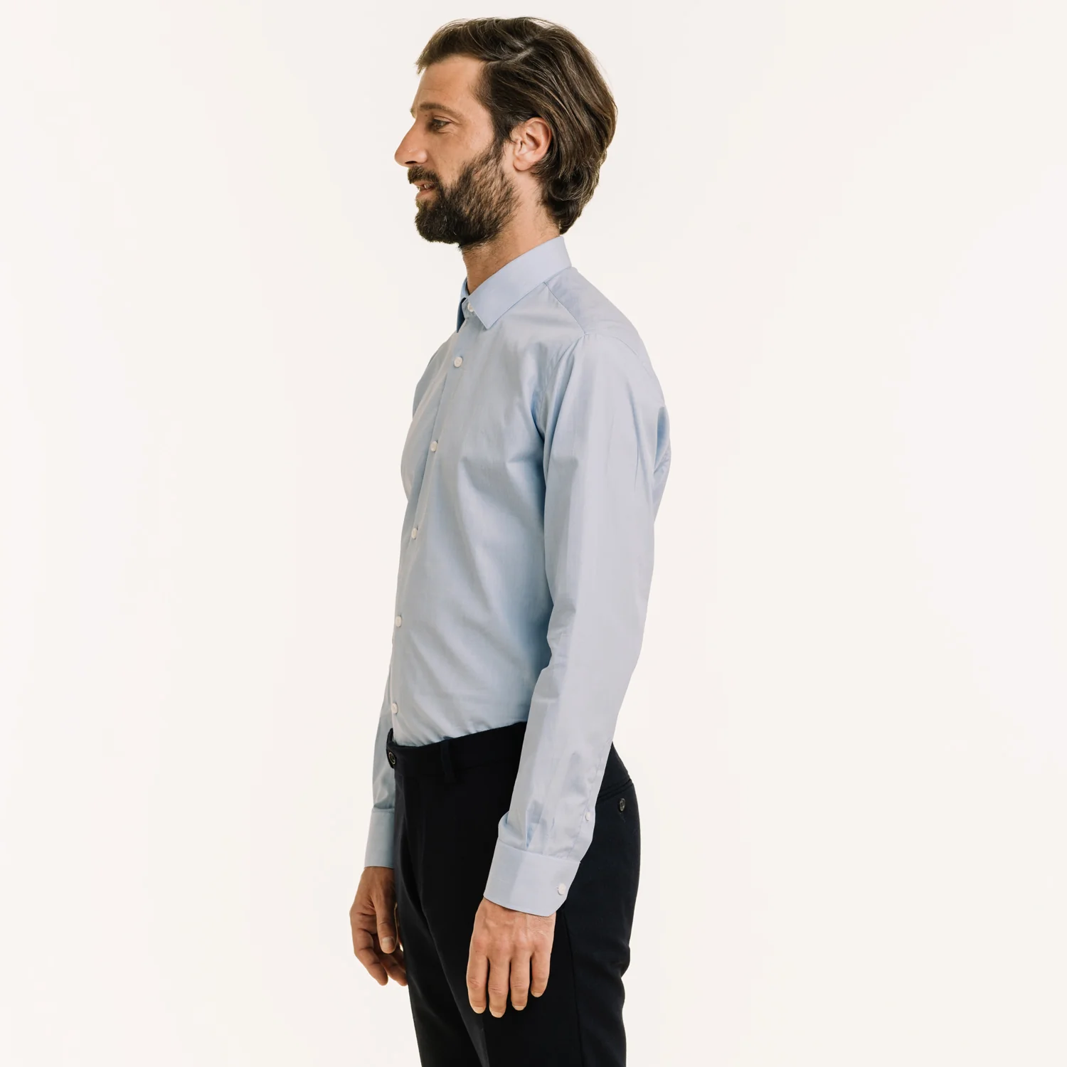Blue double-twisted fil-à-fil fitted shirt
