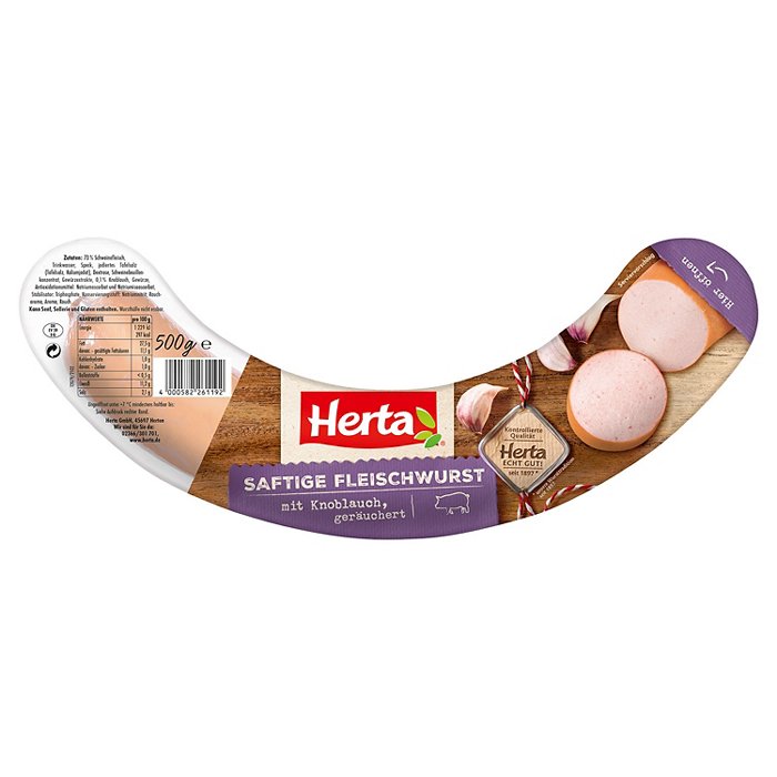 HERTA Saftige Fleischwurst 0,5 kg, Knoblauch