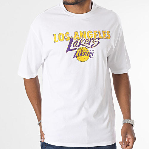 Tee Shirt Team Script Los Angeles Lakers 60416337 Blanc