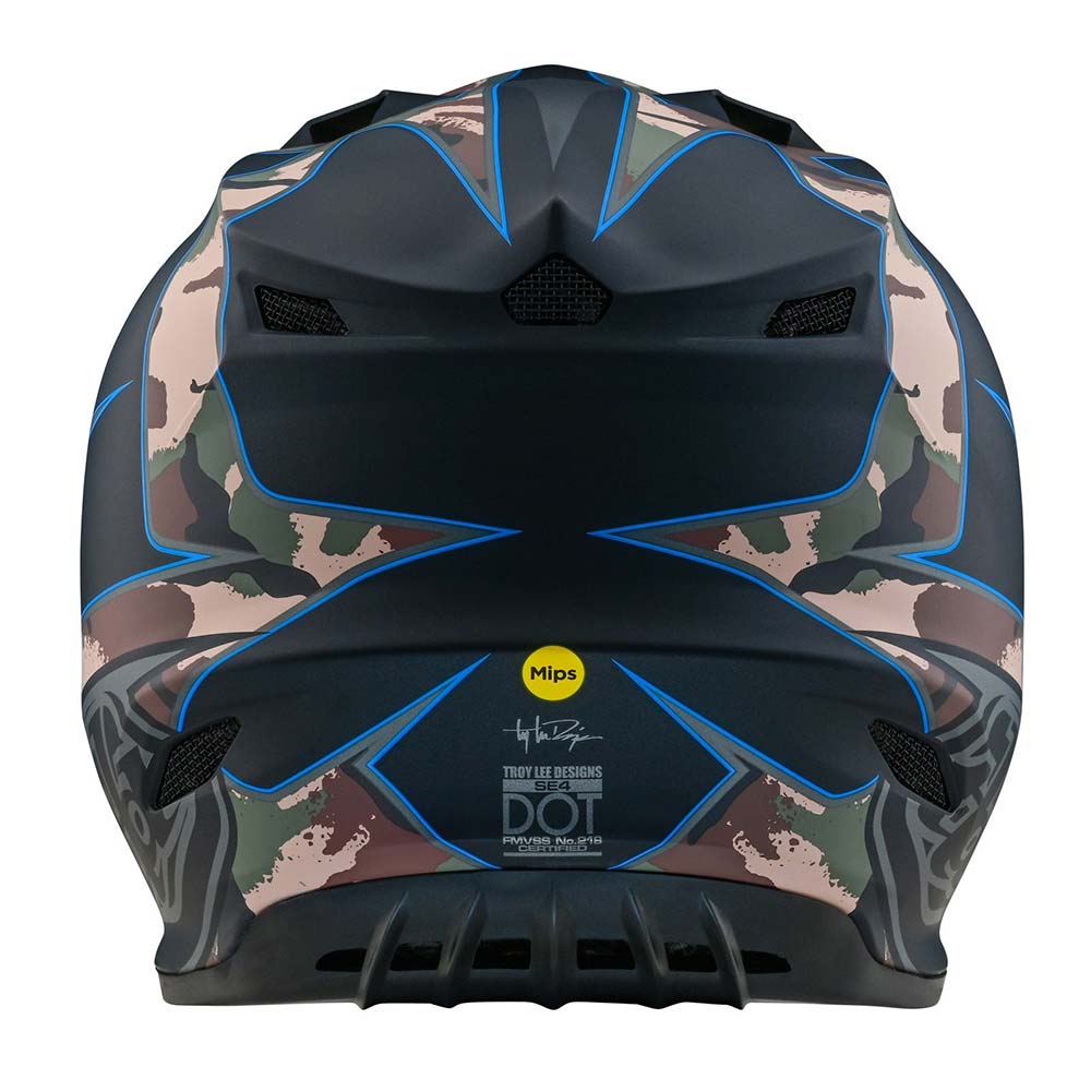 Troy Lee Designs - Casque SE4 Polyacrylite Matrix Camo Noir / Camouflage Kaki / Bleu