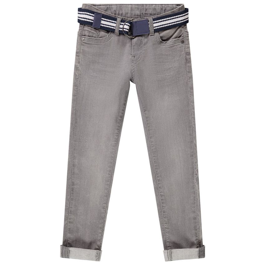 Jean slim avec ceinture tressée pour garçon - Gris chiné