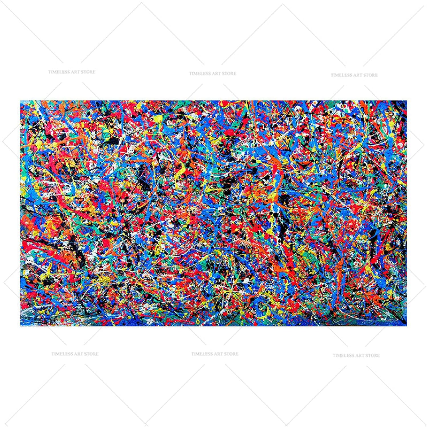 KADING Jackson Pollock Abstrakte bunte Linien Leinwand Gemälde an der Wand Poster und Druck Moderne Wandkunst Bild für Wohnzimmer 75x150cm(30x59in) Innenrahmen