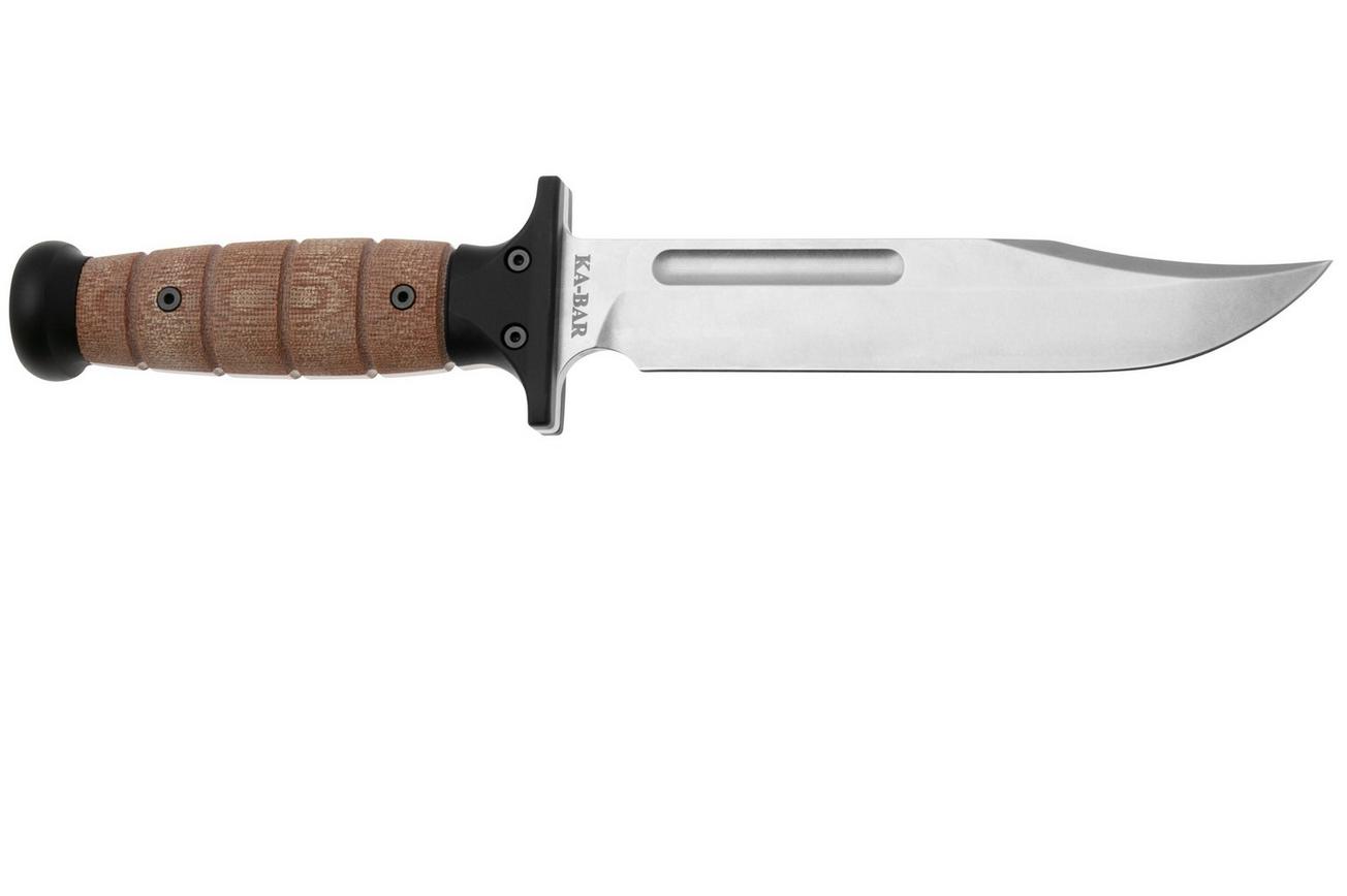 Rick Hinderer KA-BAR Stonewashed 3V, Natural Micarta, vaststaand mes