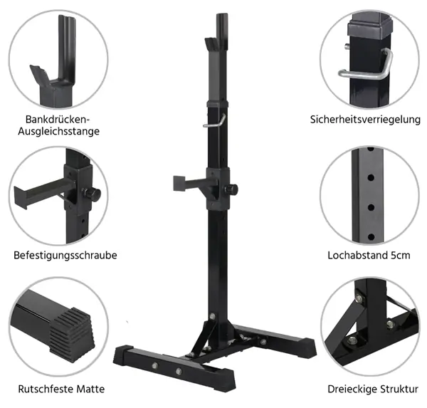 Yaheetech Hantelständer Verstellbare Hantelablage Langhantelablage Langhantelständer bis 200 Kg belastbar Metall Kniebeugenständer für KrafttrainingZuhause und Wohnen - Wohnzimmermöbel - Hocker & Poufs - Sport & Fitness