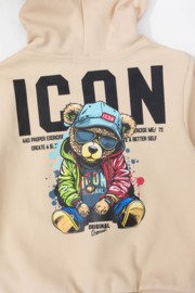 Tough bear icon set - beige