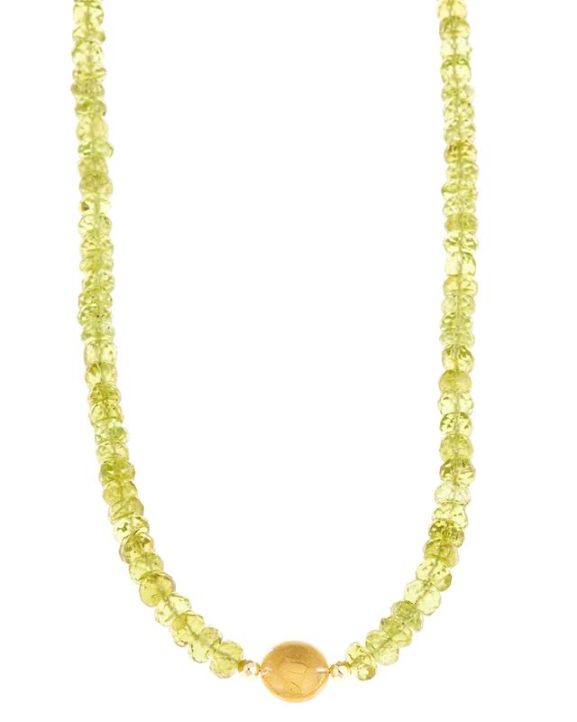 Collier, Peridot, Silber 925 vergoldet