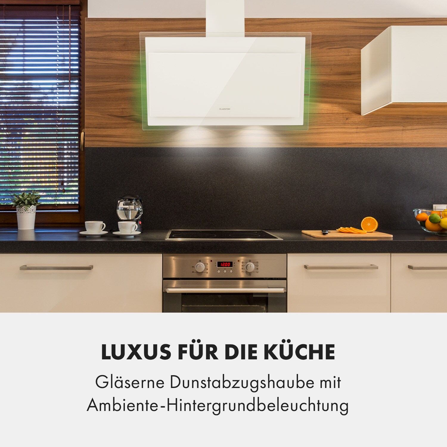 Mirage 90 Dunstabzugshaube 550 m³/h Touch-Panel Ambient EEC A++ weiß Weiß