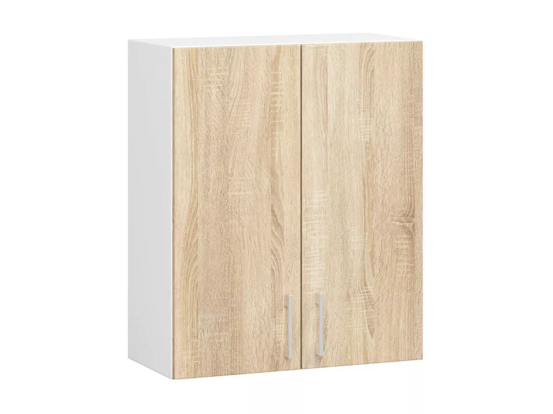 Armoires de cuisine haute AKORD W60 LIMA H720 Blanc 60 cm 2 portes façade Chêne Sonoma 2 étagères 60x30,5x72 cm