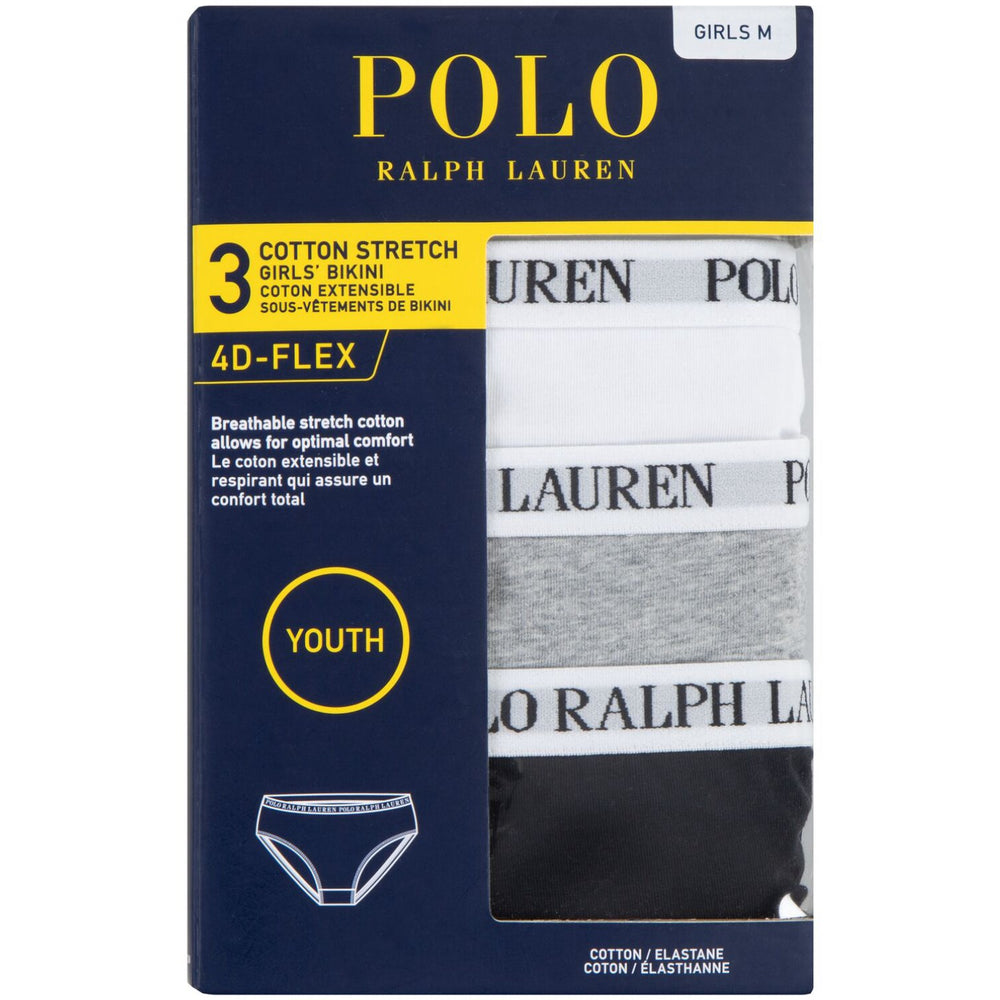 Køb Polo Ralph Lauren White/Polo Black Solid 3 Pack Bikini