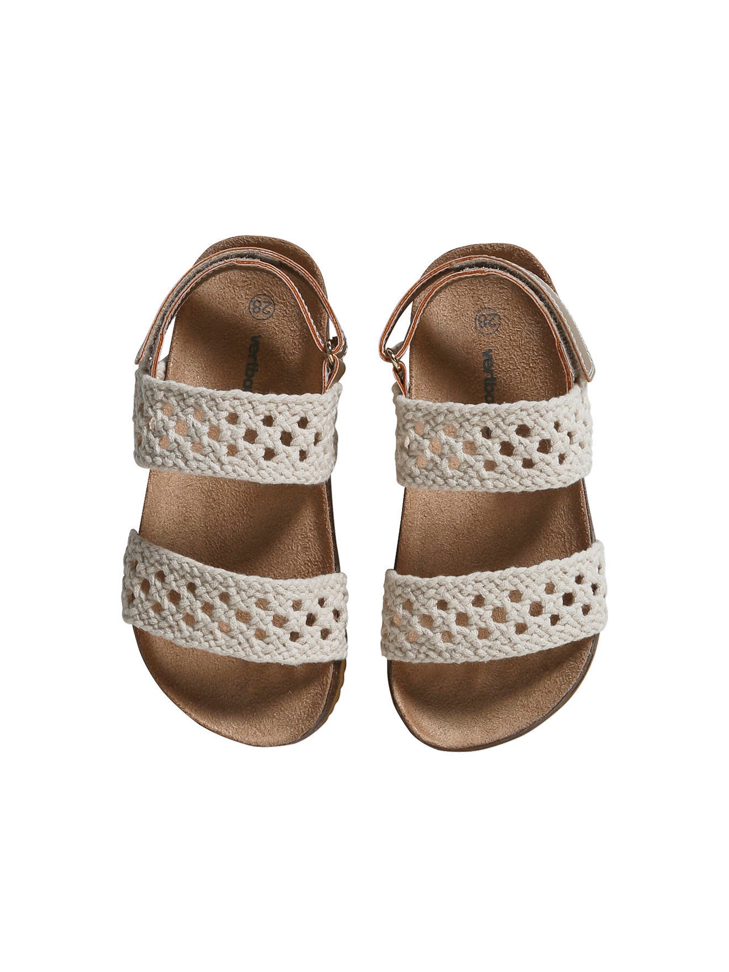 Vertbaudet Kinder Klett-Sandalen in Häkeloptik beige
