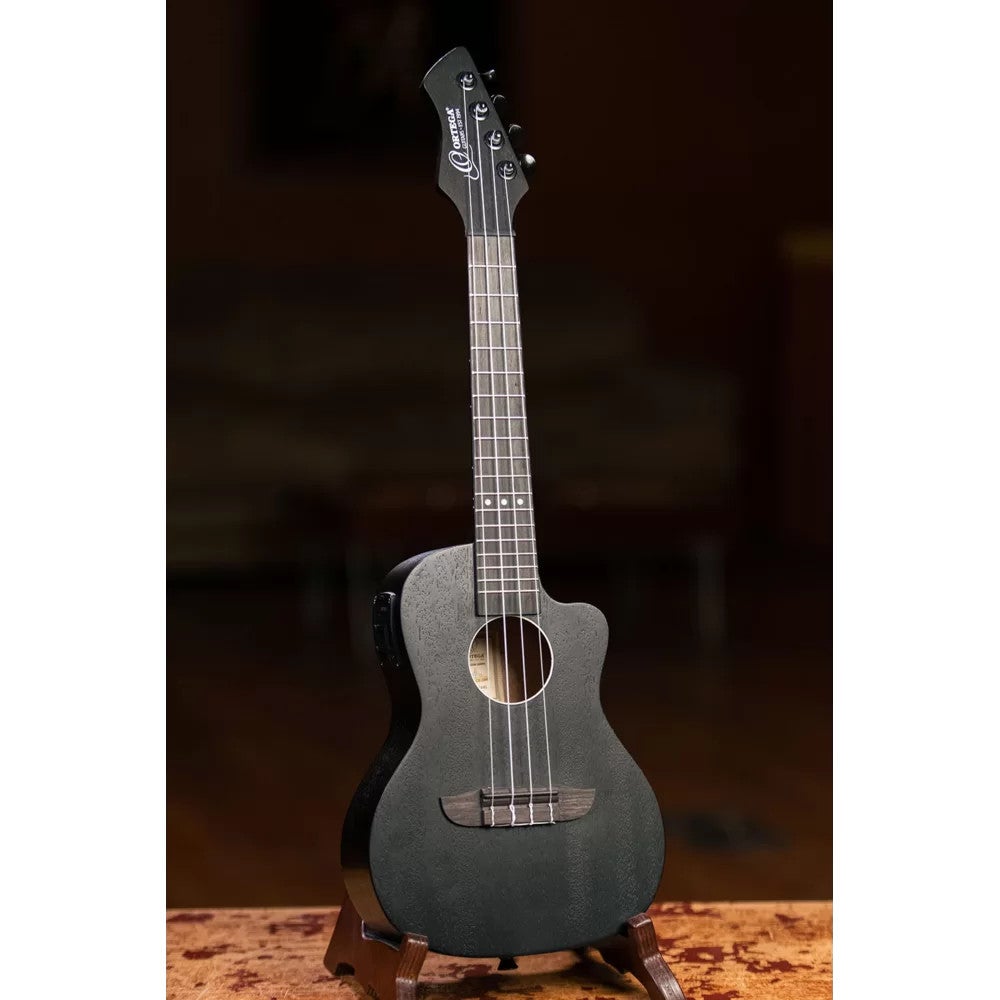 Ortega RUHZ-CE-SBK Horizon Series Concert Ukulele Black elektrisch-akoestische concert ukelele