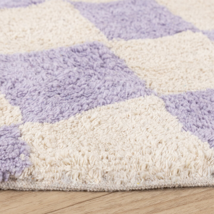 Rond retro vloerkleed - Gambit Lila/Wit