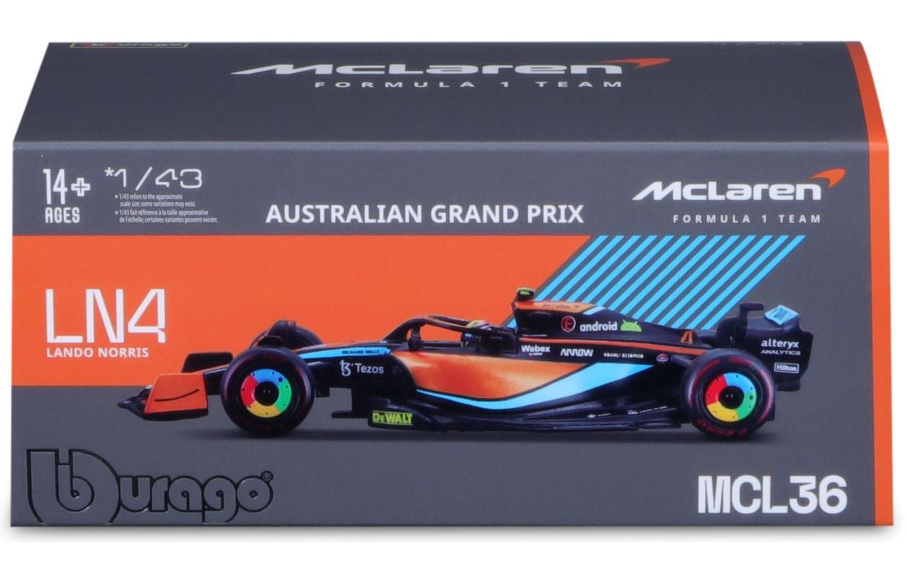 McLaren Mercedes F1 MCL36 Norris 2022 1:43Sammlermodell im Massstab 1:43