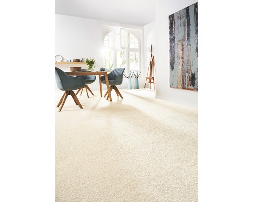 Tapijt, gekreukt velours, Silkysoft crème, 400 cm breed (per meter verkocht)