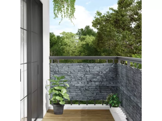 écran d'intimité de balcon aspect pierre de rebord gris PVC