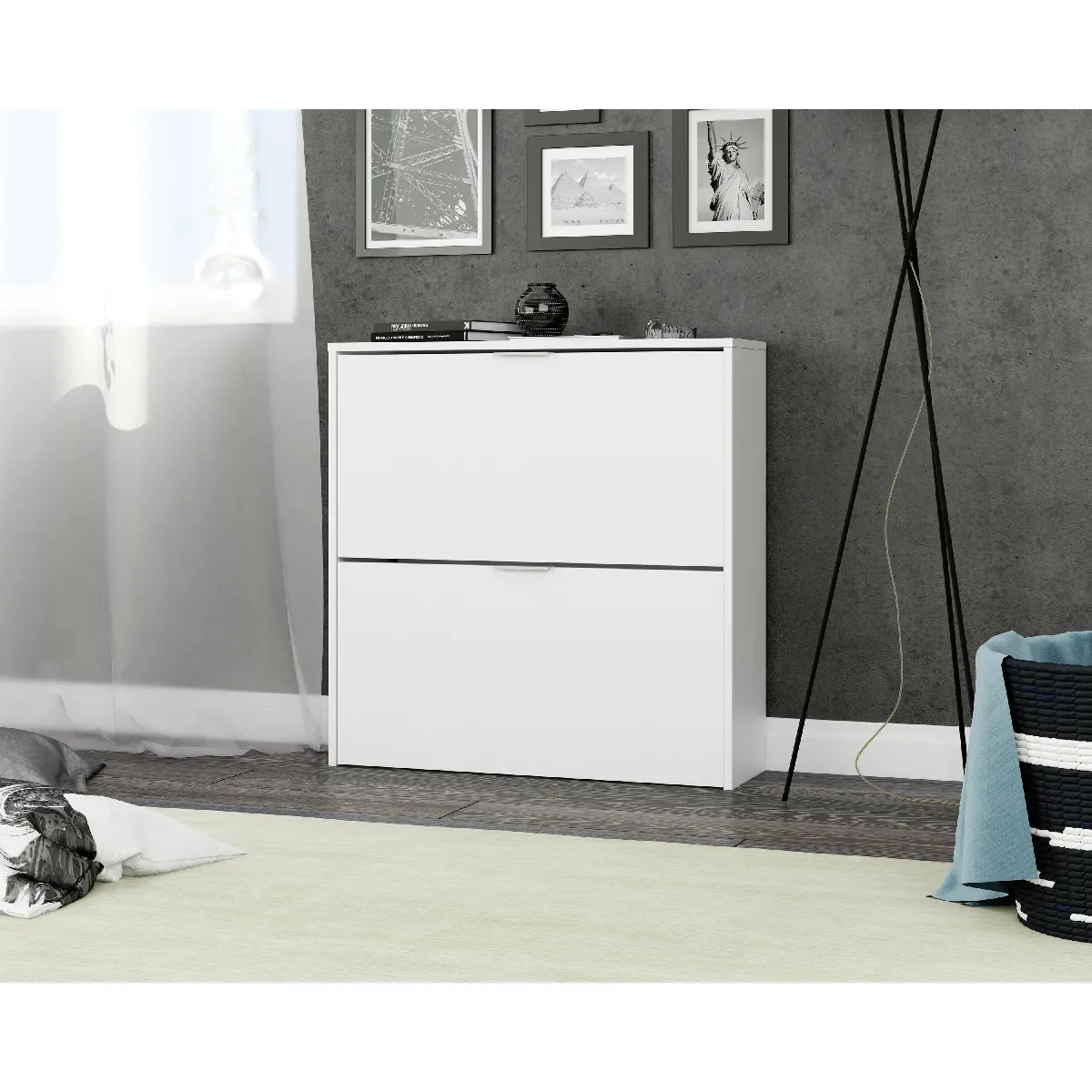 Alter Meuble à Chaussures - Blanc 75x76x22 cm
