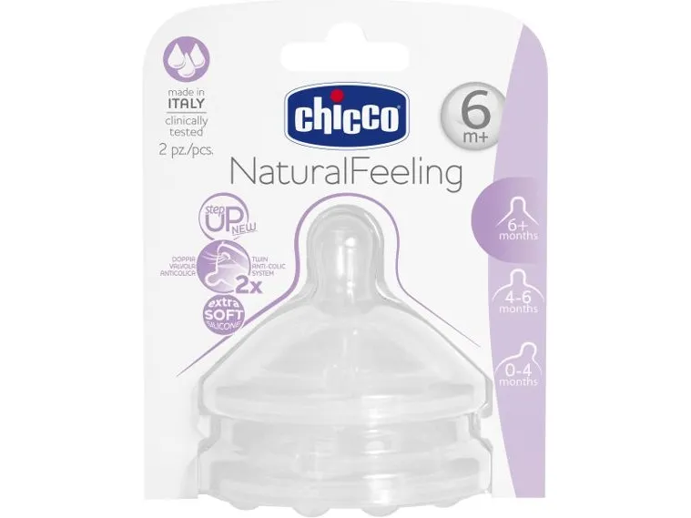 Chicco Natural Feeling, Anti-kolik ventil, Transparent, Silikone, 6 måned(er), 2 stk