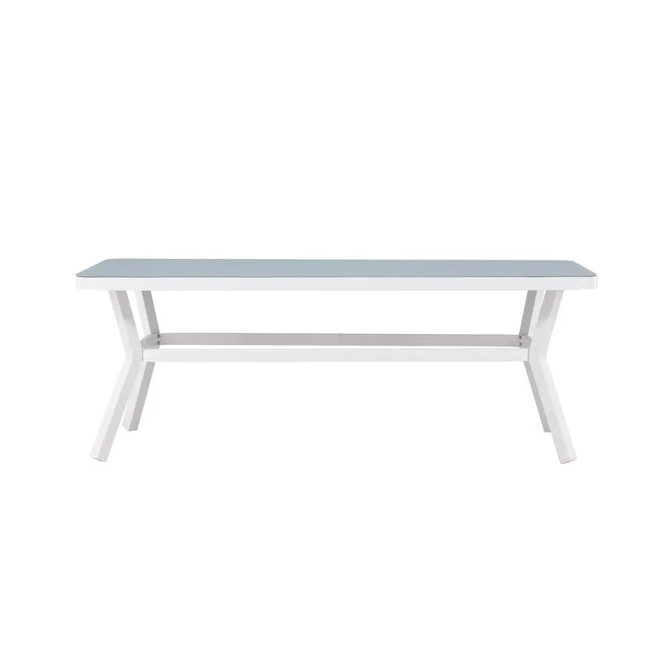 Eettafel Wit Grijs Glas - 200x100x74cm - Virya