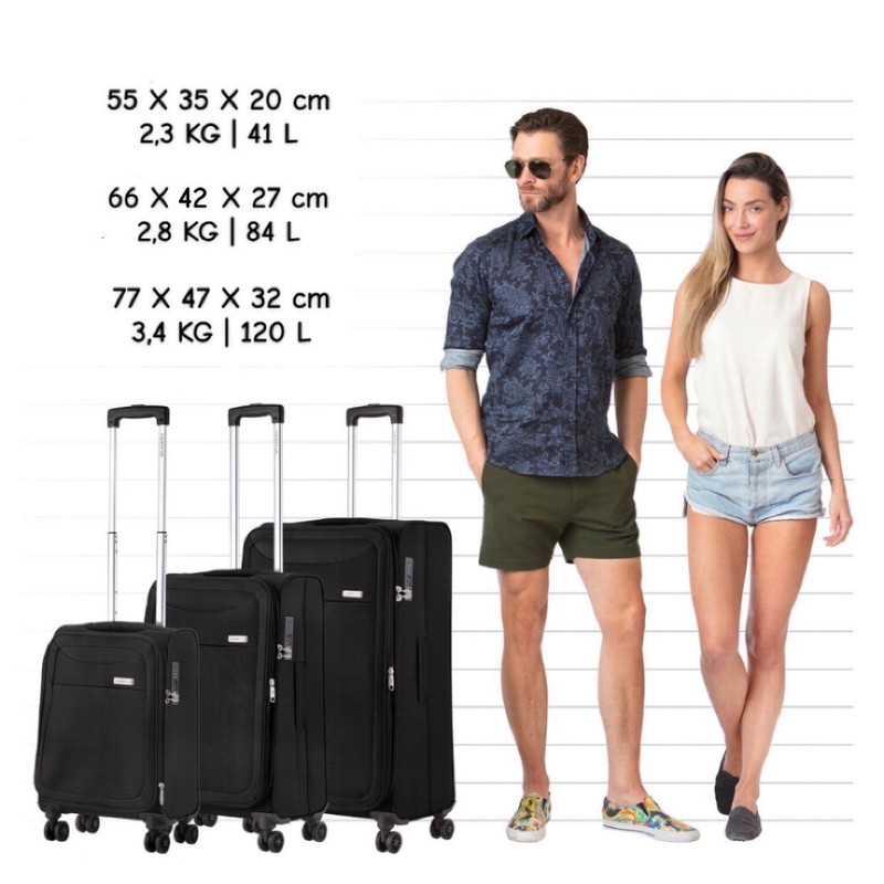 CarryOn Air 3-delig zachte kofferset - Black