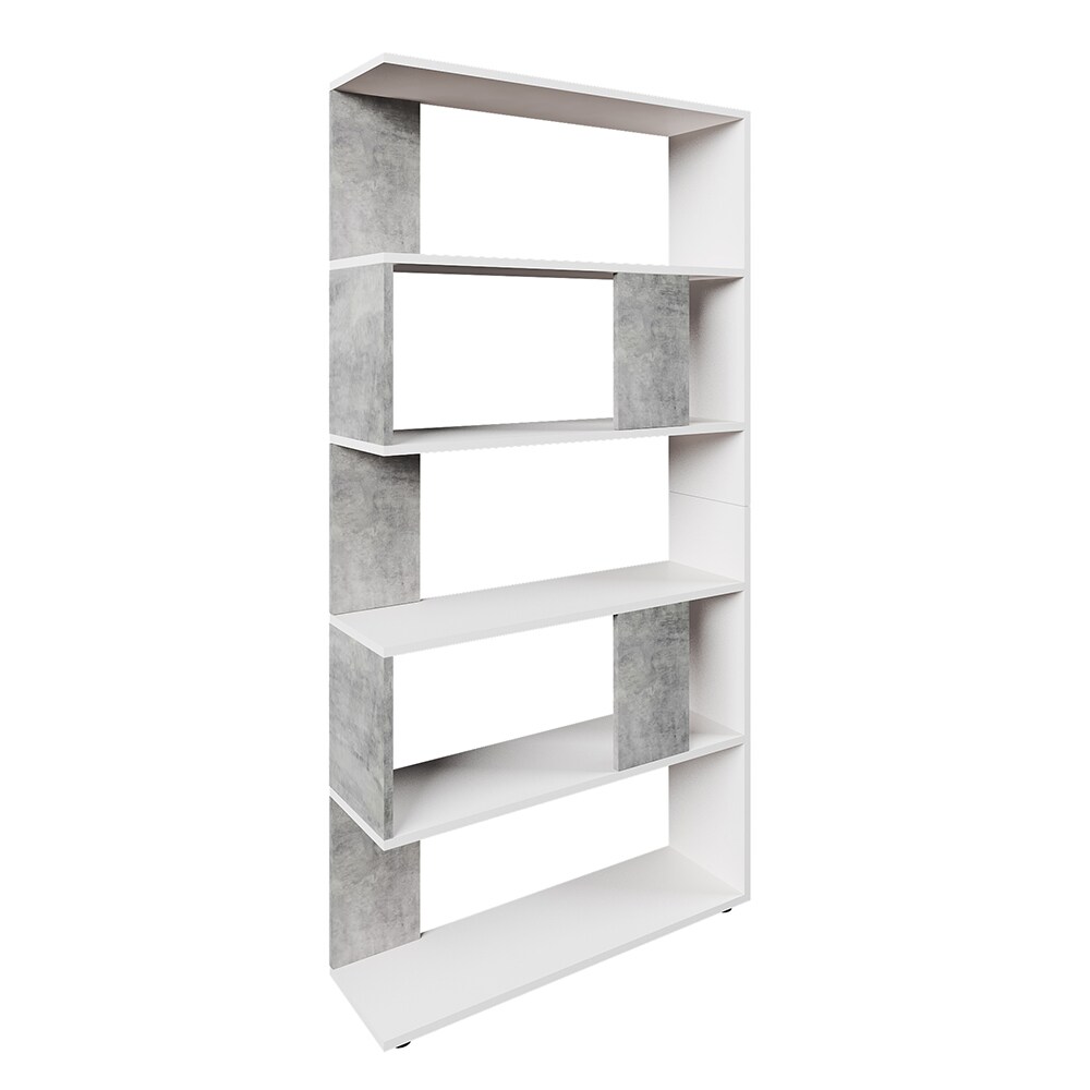 Vicco Raumteiler Bücherregal Standregal Büroregal Regal 5 Fächer Weiß Beton