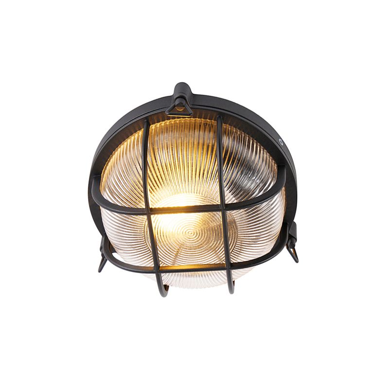 Industriële ronde wandlamp zwart IP44 - Noutica