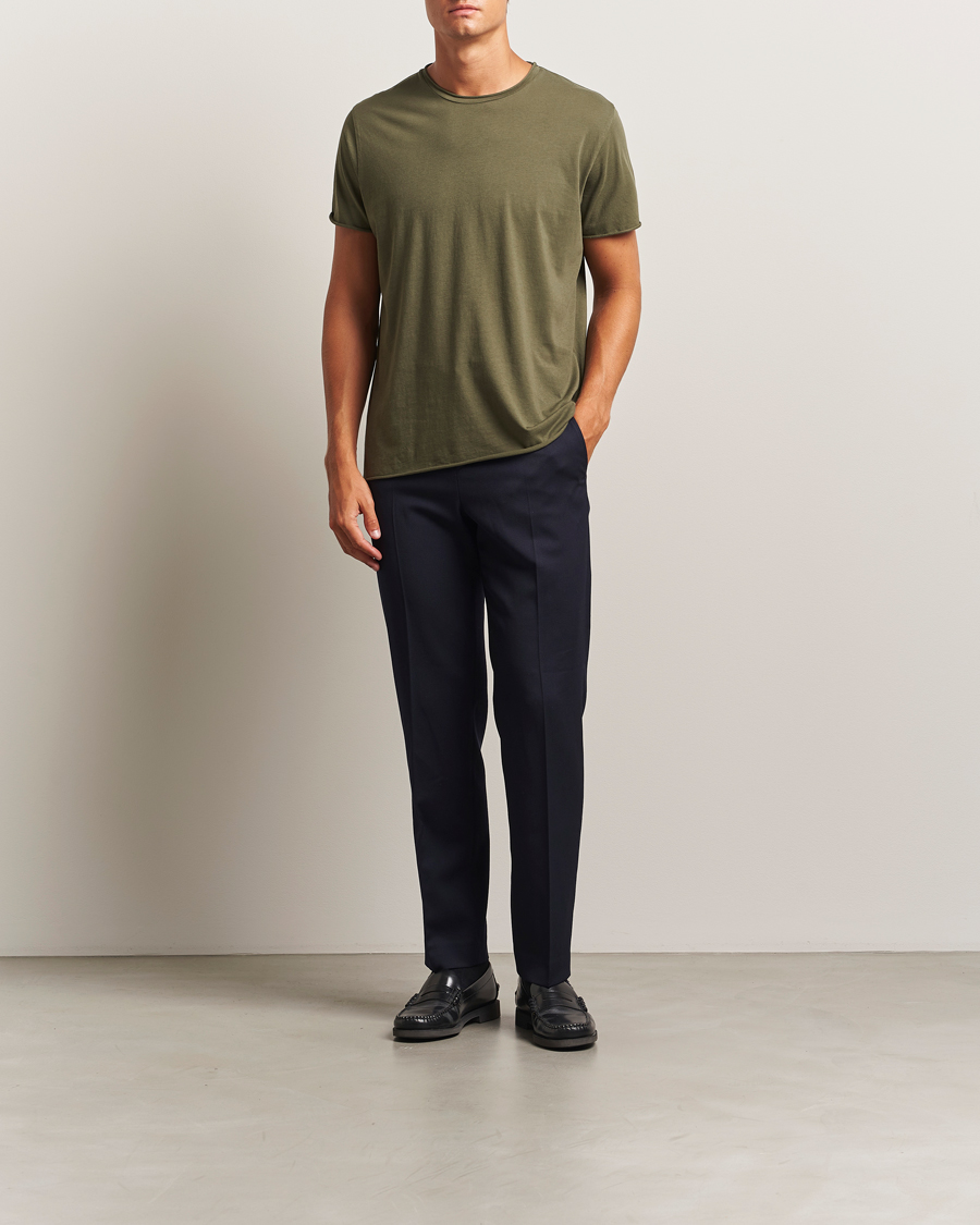 Filippa K Roll Neck Crew Neck T-Shirt Dark Olive