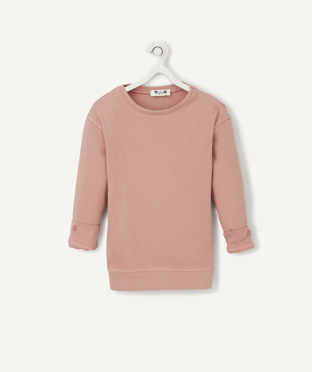 LE T-SHIRT ÉVOLUTIF CÔTELÉ VIEUX ROSE EN COTON PIMA