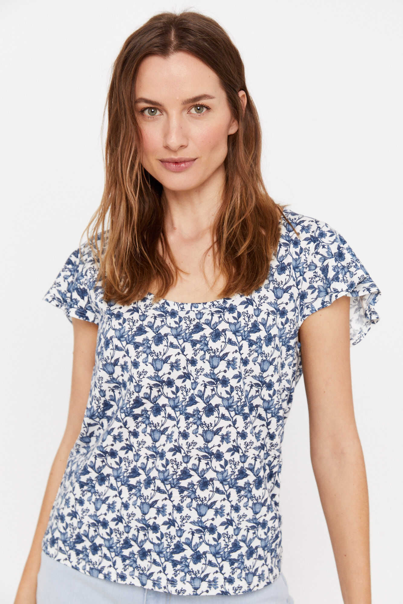 Camiseta de mangas combinadas - Estampa azul