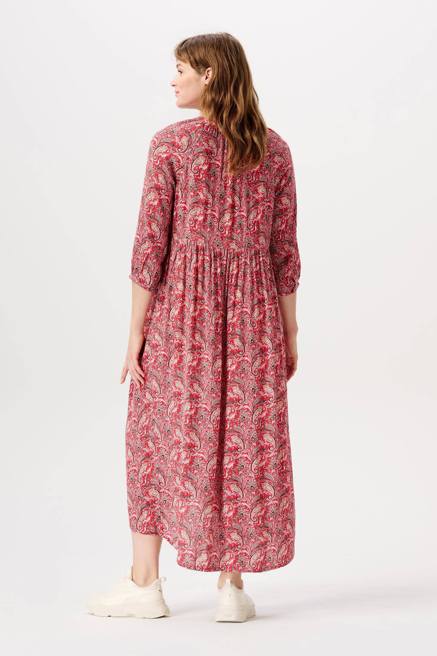 Noppies zwangerschaps- en voedingsjurk Erba met all over print rood