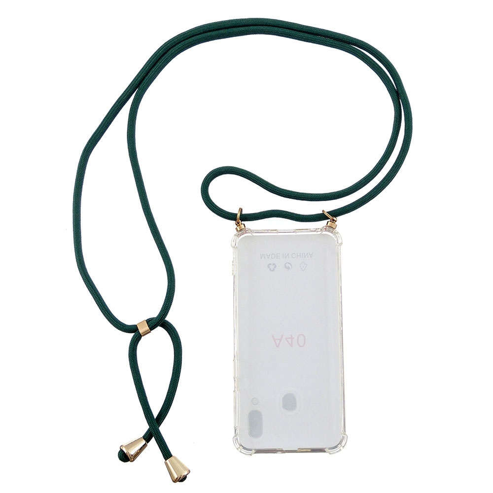 Samsung Galaxy A40 Necklace Gummi Hülle Air Cushion Fallschutz   Handykette (150cm) - Grün / Gold