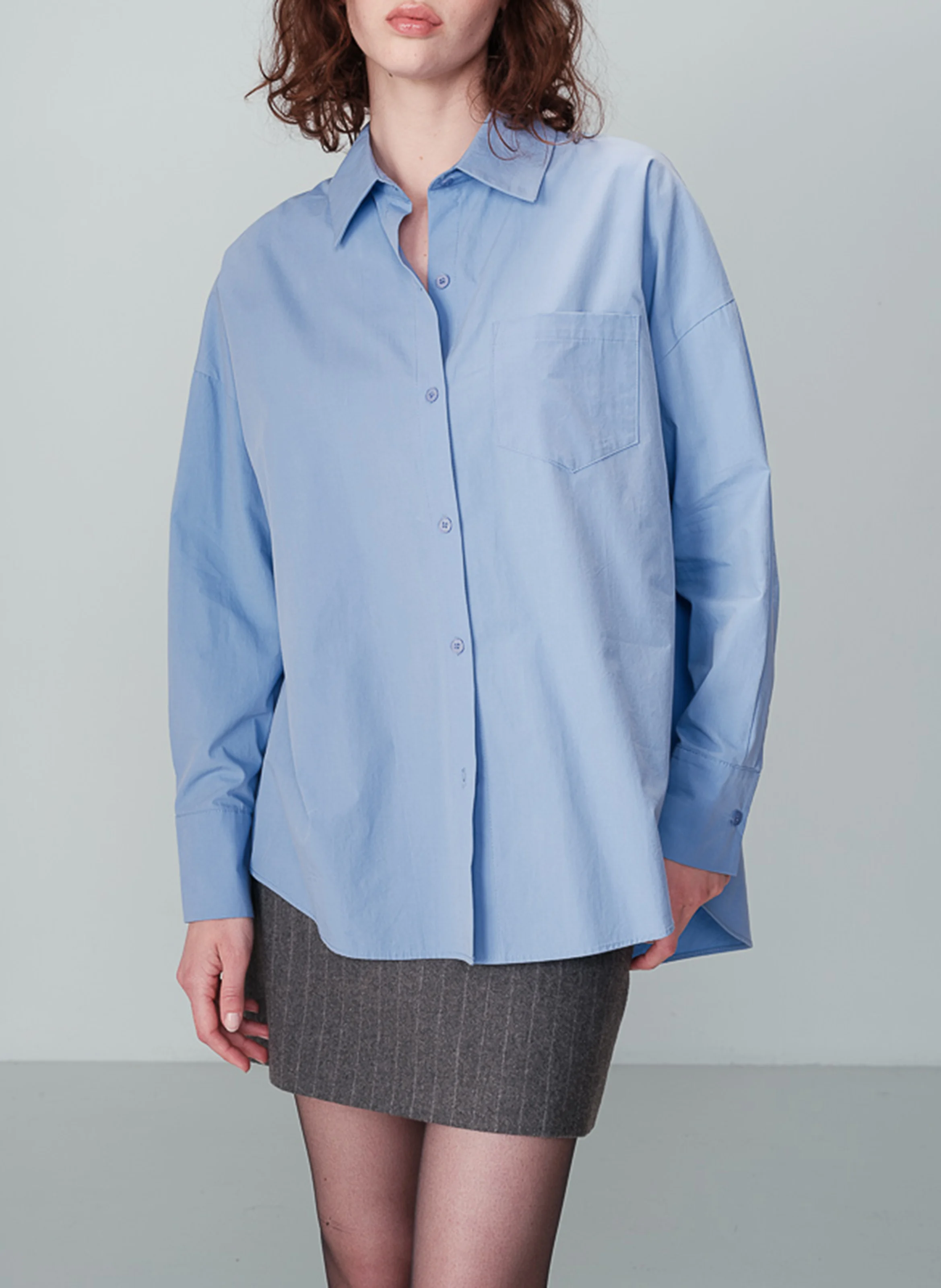 NESRINE - Chemise oversize en coton| Bleu