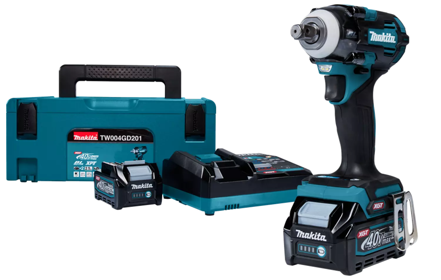 Makita TW004GD201 XGT 40V Max Li-ion Accu slagmoersleutel set (2x 2.5Ah) in Mbox - koolborstelloos