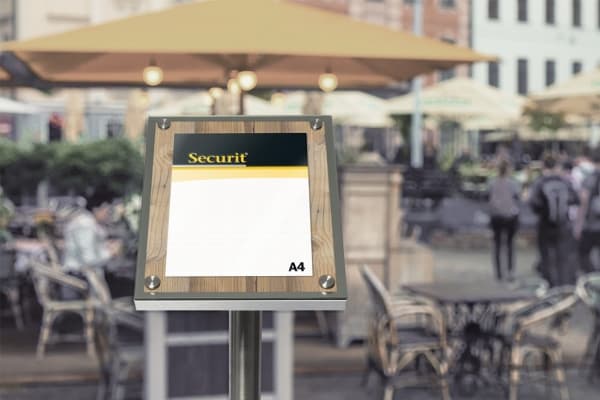 Securit® GLASS STAR Informationsdisplay 125 til 1xA4, eg - komplet kit