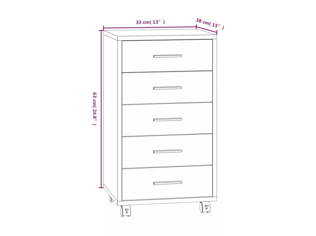 Armoire à tiroirs avec roulettes Sonoma gris Bois d'ingénierie