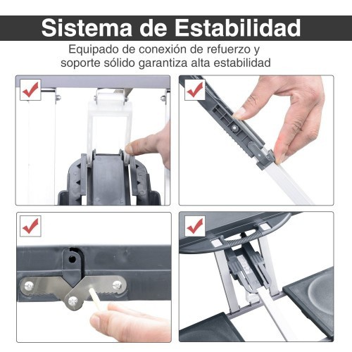 Mesa portátil Outsunny com 4 lugares e orifício para guarda-sol