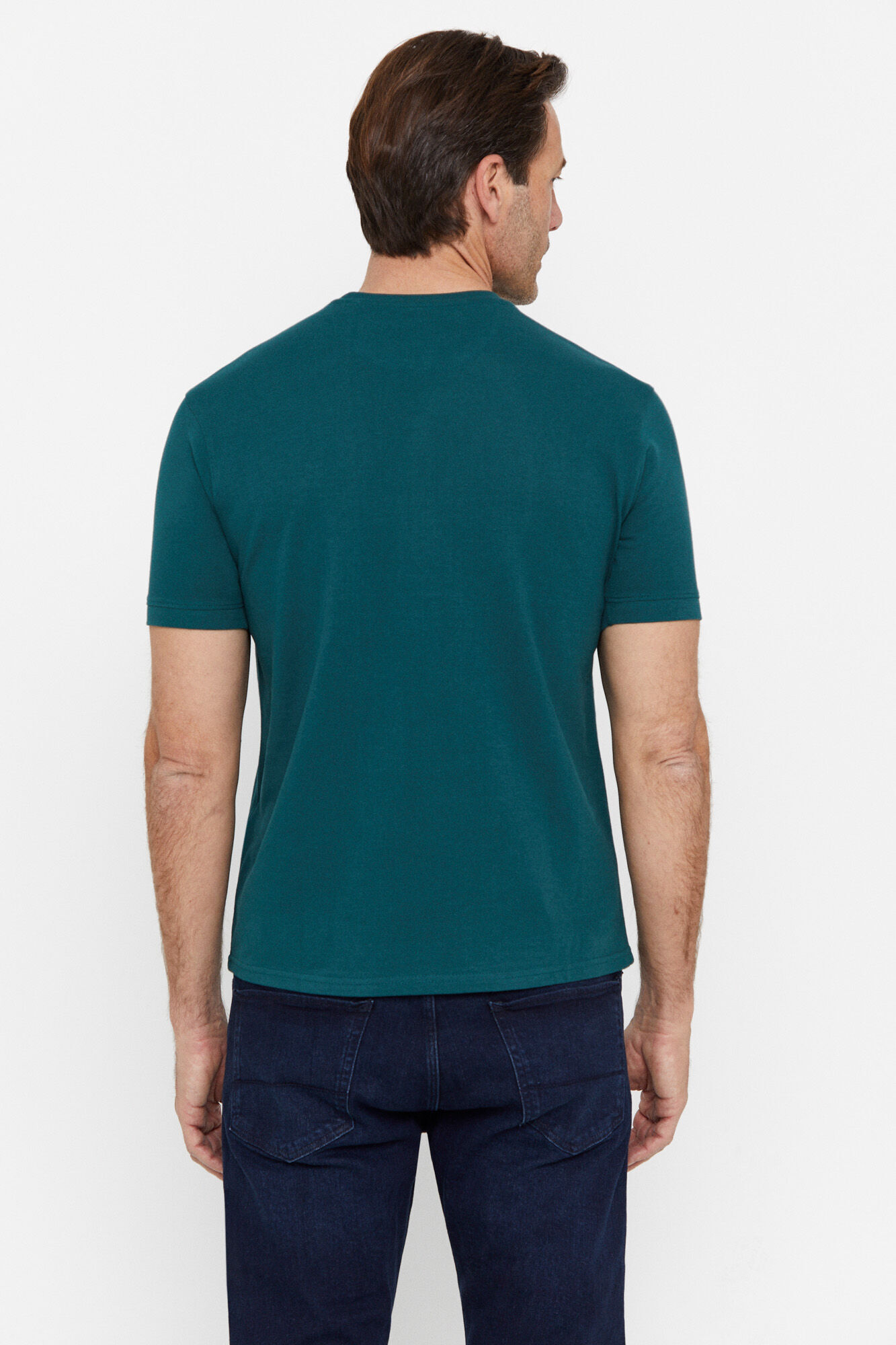 Camiseta básica de piqué - Verde escuro
