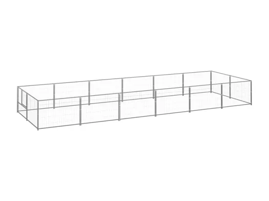Chenil extérieur cage enclos argenté 600 x 200 x 70 cm 02_0000235
