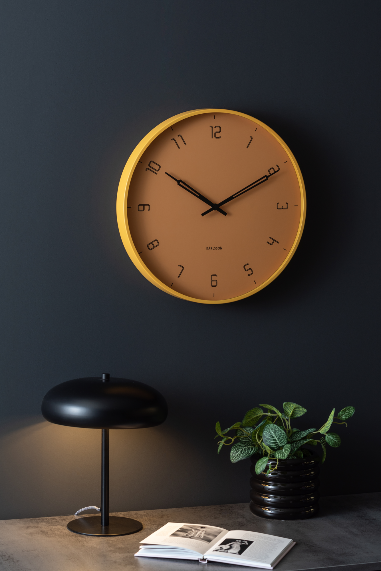 Wall clock Stark iron matt honey yellow