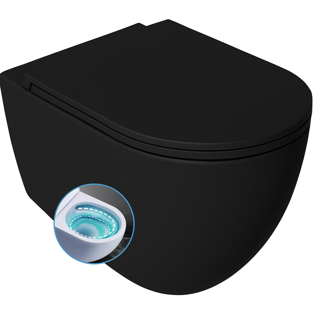 Isvea Infinity toiletpot met tornado flush met softclose zitting zwart mat