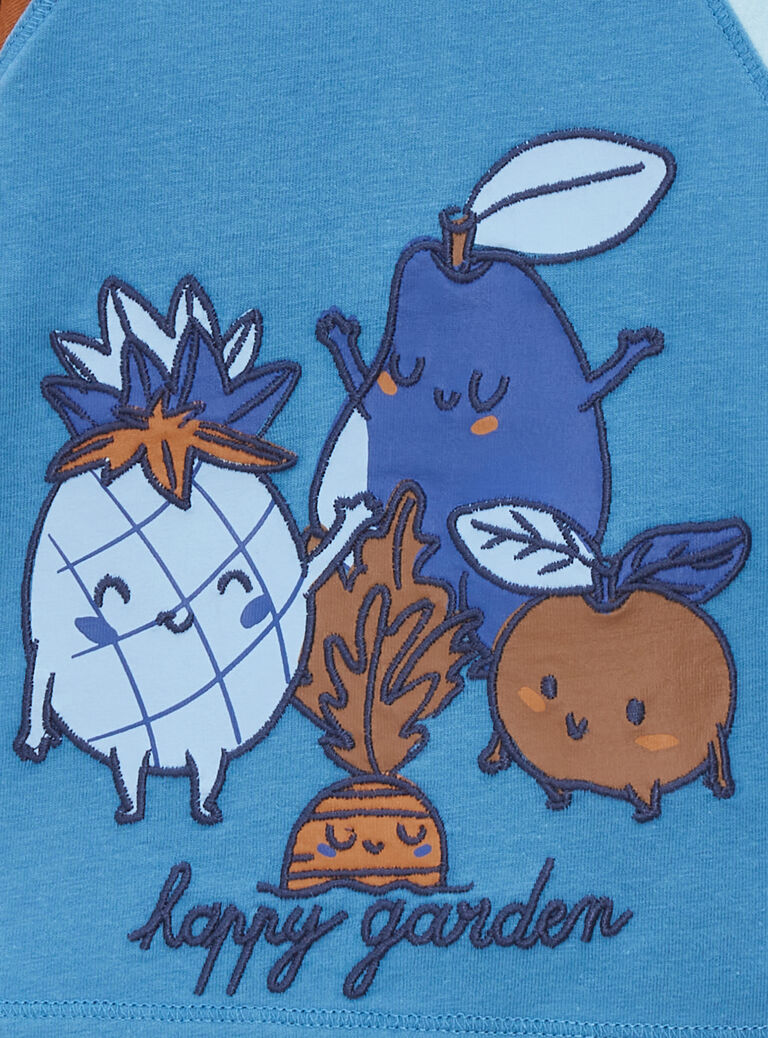 T-shirt bleu à manches contrastées pour bébé garçon