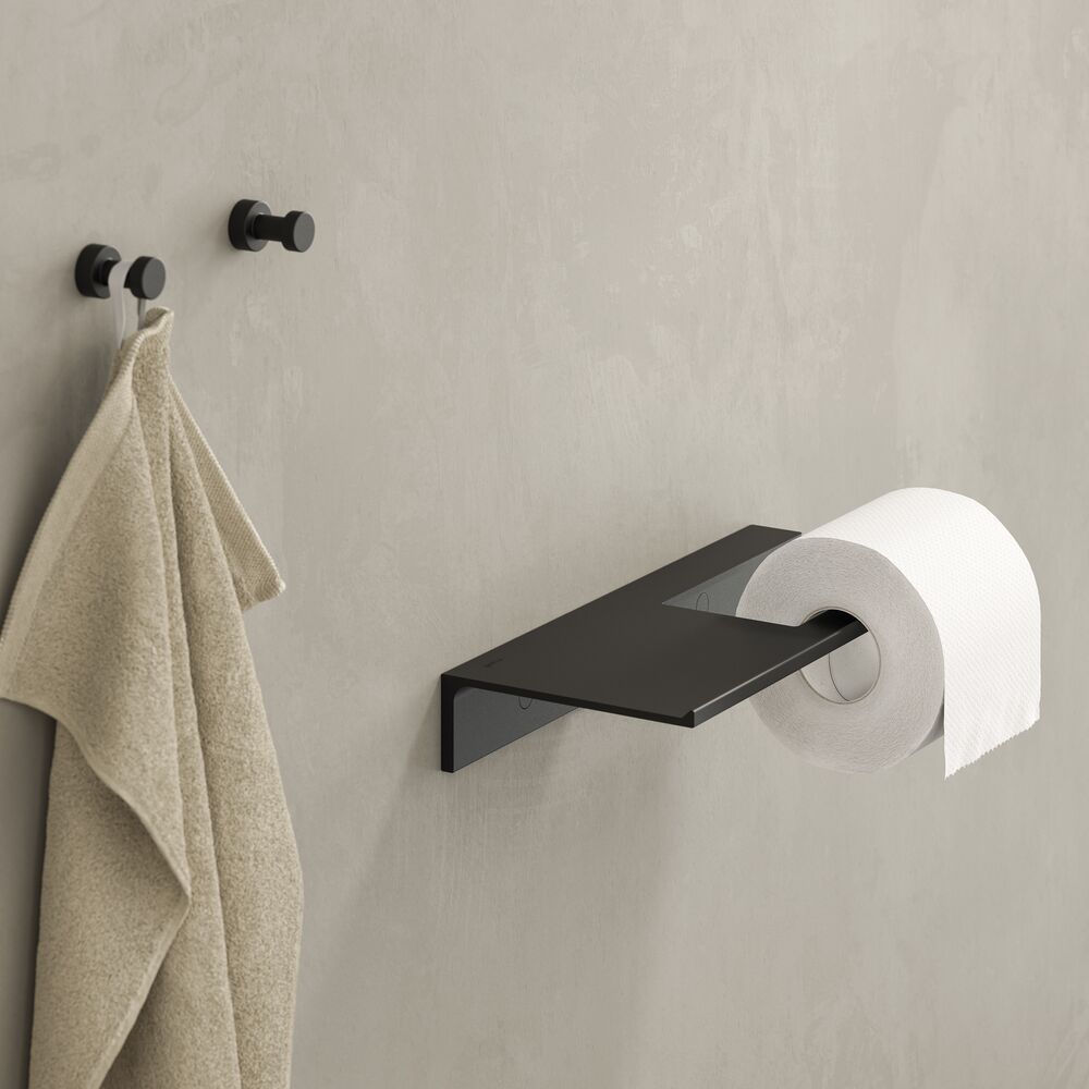 Geesa Leev planchet 28cm met toiletrolhouder zonder klep zwart
