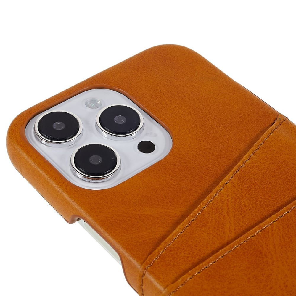 iPhone 14 Pro Leder Hülle Snap Case   Kartenfach - Hellbraun