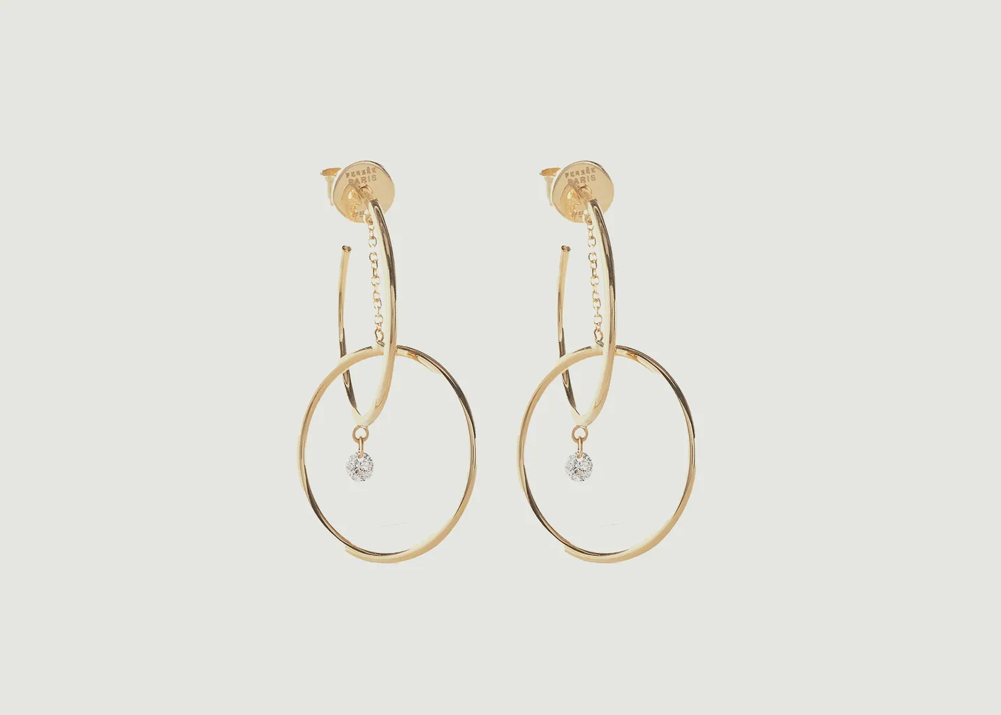 Boucles d'oreilles pendantes or et diamant Orbite Turn Around Persée Paris