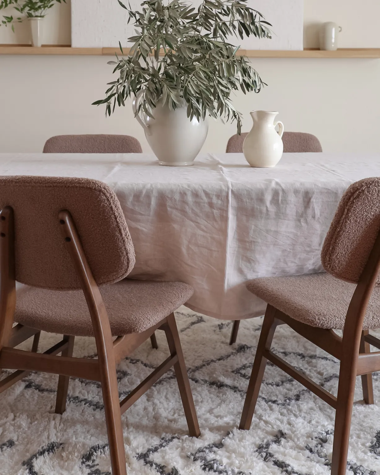 Set van 2 eetkamerstoelen ELAINE Hout Donkerbruin/taupe