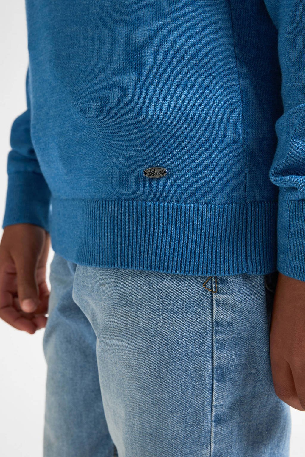 Petrol Industries sweater blauw fijn gebreid