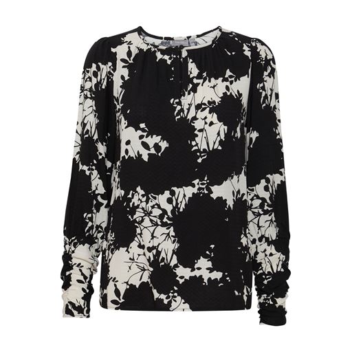 Fransa Blomsterprint Bluse, Black Mix, XXL